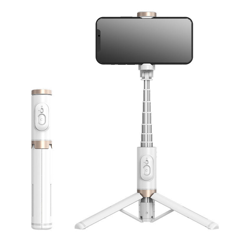 Mobile Phone Bluetooth Selfie Stick with Rotating Fill Light and Hidden Tripod Live Streaming Stand