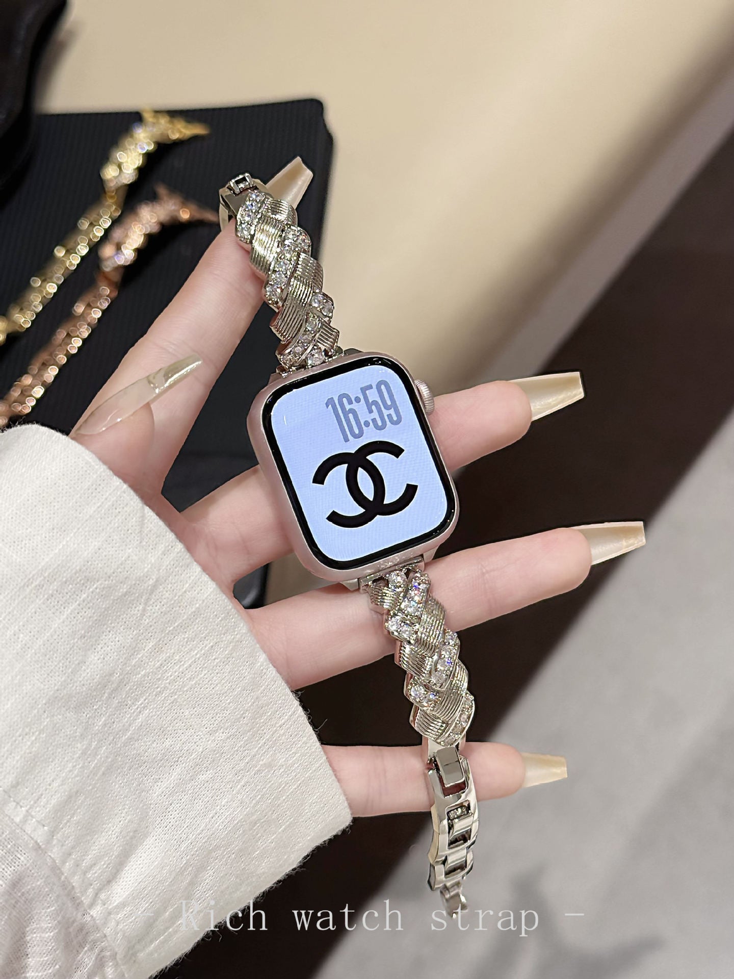 diamond-encrusted Apple Watch band for women