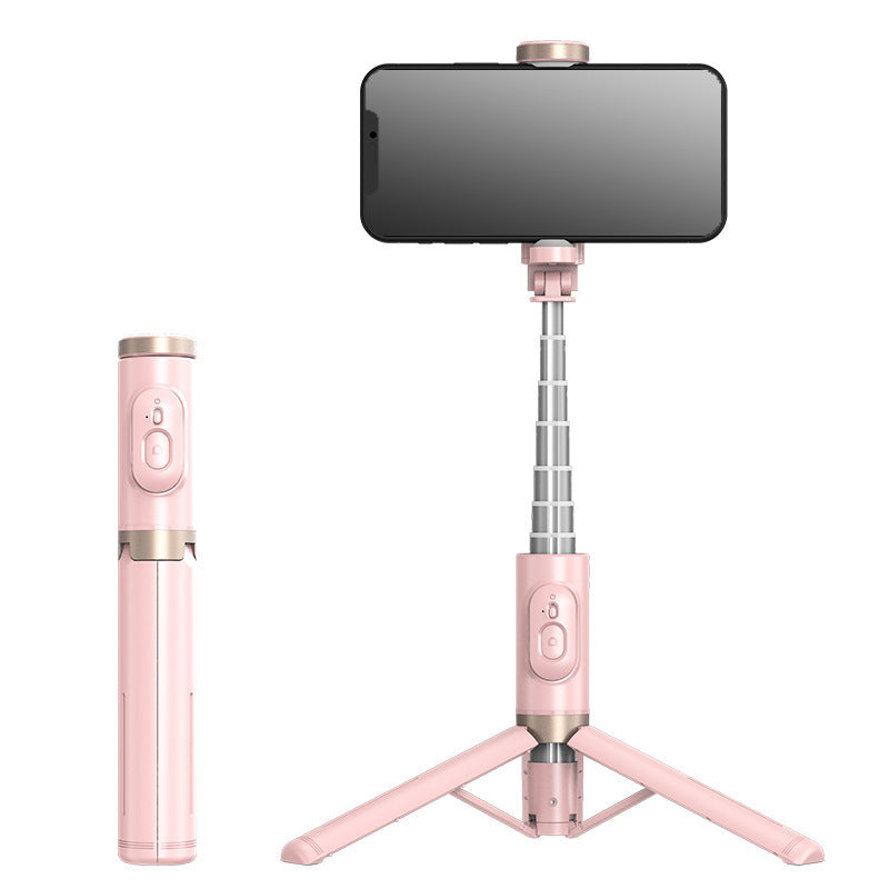 Mobile Phone Bluetooth Selfie Stick with Rotating Fill Light and Hidden Tripod Live Streaming Stand